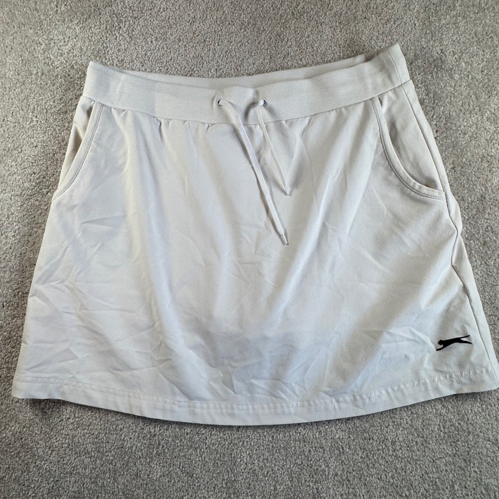 Slazenger Womens White Athletic Golf Tennis Skort Skirt Built-in Shorts Size M